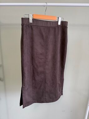 Meg & Margot Brown Suede Pencil Skirt Size S